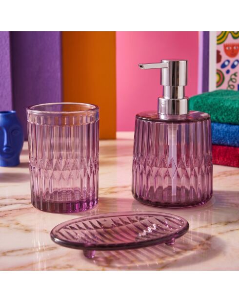 3 pièces de salle de bain Bny0038 violet - 12x8x8 cm/10x8x8 cm/3x15x10 cm
