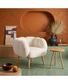2 Stück weißer Lotus Ohrensessel und Beistelltisch - 70x94x42 cm