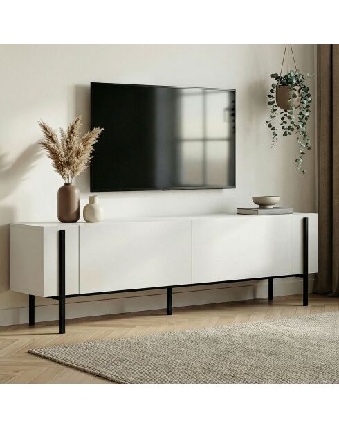 Meuble TV Nexus blanc noir - 180×30×45 cm