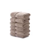 6 pièces de serviettes de toilette Carefree bruns - 33x33 cm