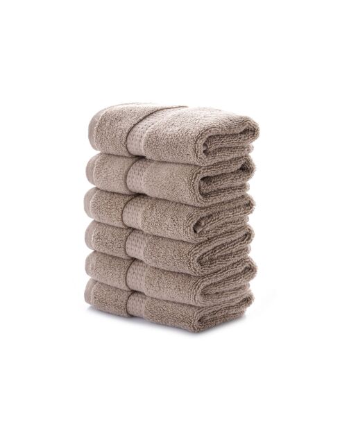 6 pièces de serviettes de toilette Carefree bruns - 33x33 cm