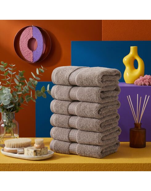 6 pièces de serviettes de toilette Carefree bruns - 33x33 cm