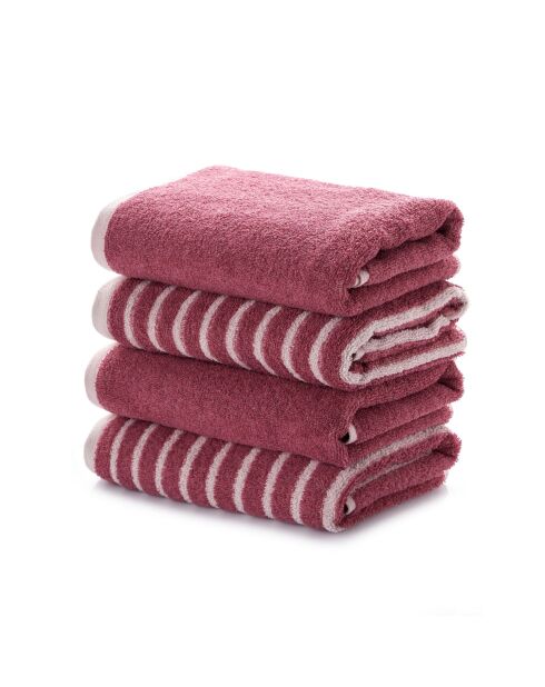 4 pièces de serviettes pour les mains Stripe Melange rose poudré - 50x90 cm