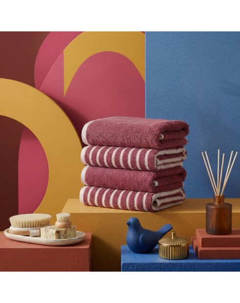 4 pièces de serviettes pour les mains Stripe Melange rose poudré - 50x90 cm