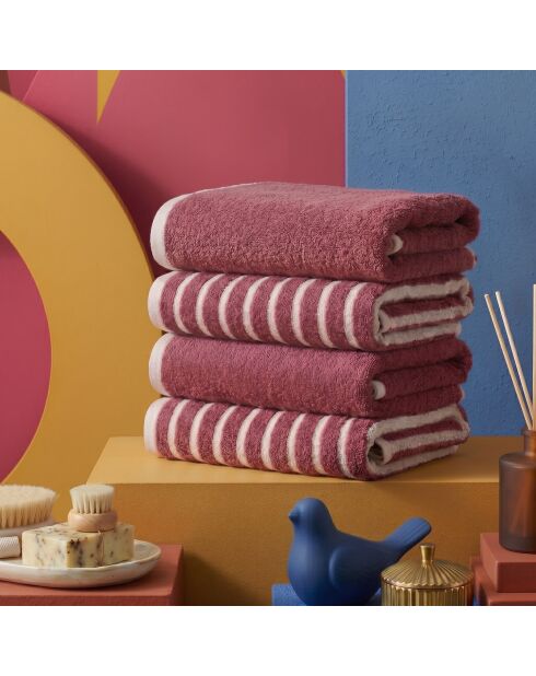 4 pièces de serviettes pour les mains Stripe Melange rose poudré - 50x90 cm