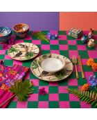 24 pièces Service de table Toucan multicolores - 25x25x2,5 cm/21x21x3,5 cm /14x14x4,5 cm