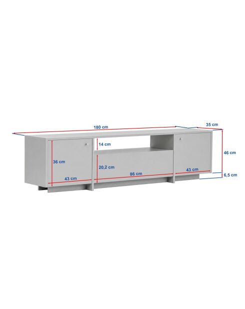 Meuble TV Alvar pin atlantique - 180×35×46 cm
