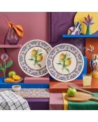 6 pièces d'assiettes de service Lemon Garden jaune/bleu/blanc/vert - 25,5x25,5x2,5 cm