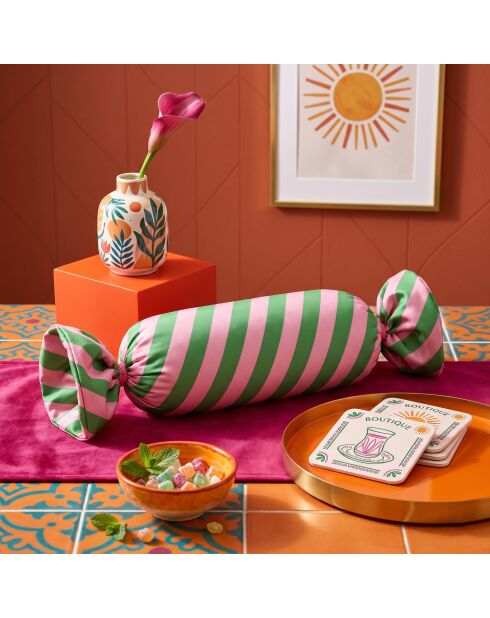 Coussin Sugar Candy vert/rose - 60x15 cm