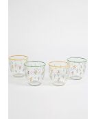 4 pièces de verres Botanique 290 jaune/vert - 8,6x8,6x8,5 cm