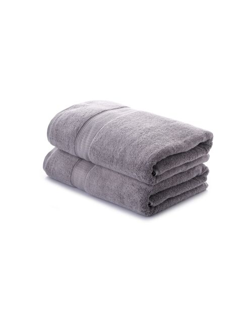 2 pièces de serviettes de bain Check grises - 70x140 cm