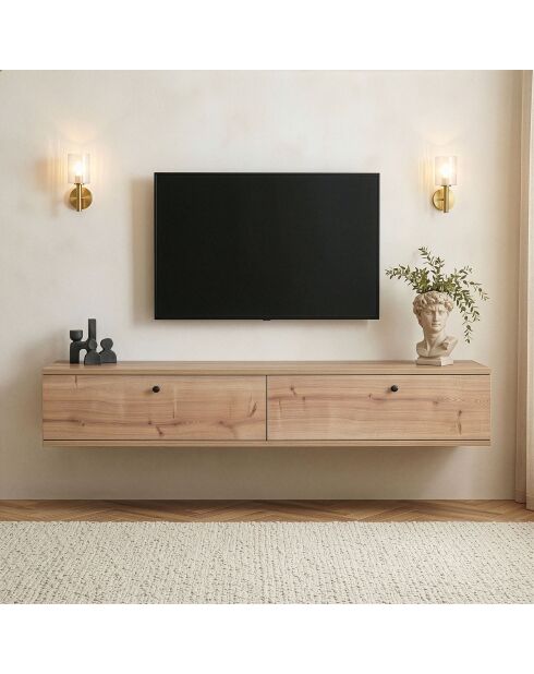 Meuble TV Ligne 160 chêne saphir - 160×25×25 cm
