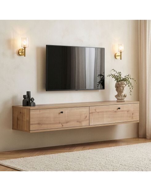 Meuble TV Ligne 160 chêne saphir - 160×25×25 cm