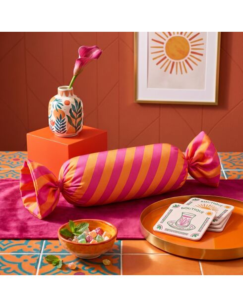 Coussin Sugar Candy rose/jaune - 60x15 cm