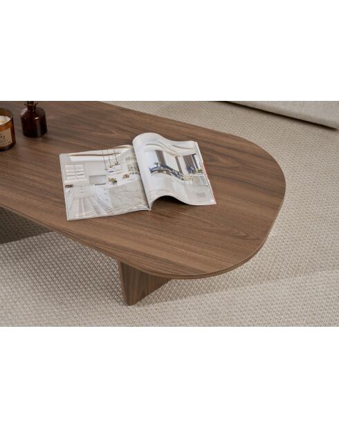 Ovalis Venetiaanse notenhouten salontafel - 130×65×40 cm