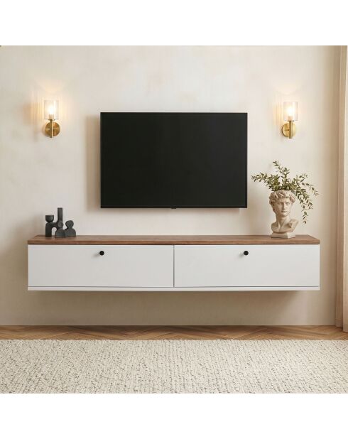 Meuble TV Ligne 160 pin de l'atlantique blanc - 160×25×25 cm