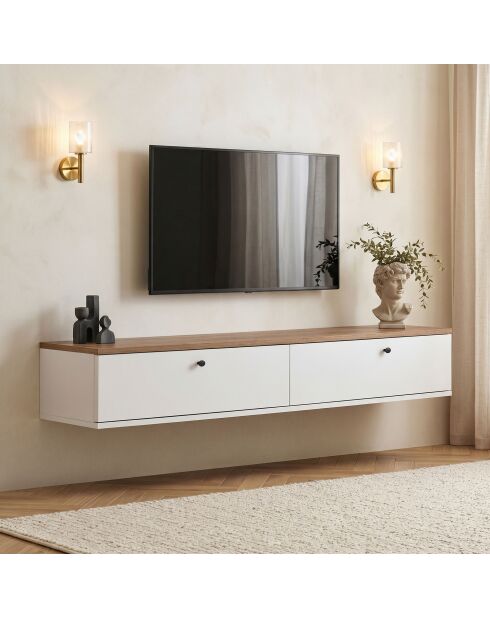 Meuble TV Ligne 160 pin de l'atlantique blanc - 160×25×25 cm