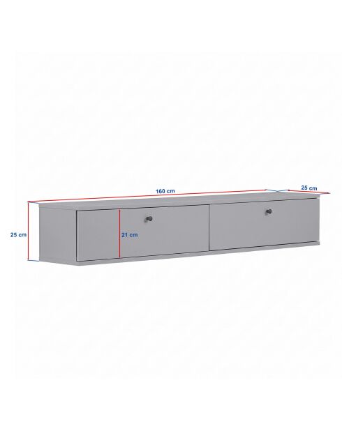 Meuble TV Ligne 160 pin de l'atlantique blanc - 160×25×25 cm