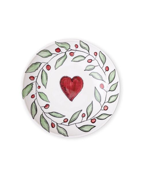 6 pièces d'assiettes Luv0009 blanc/rouge/vert - 20x20x5 cm