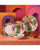 24 pièces Service de table Mash multicolores - 25x25x2,5 cm/21x21x3,5 cm /14x14x4,5 cm
