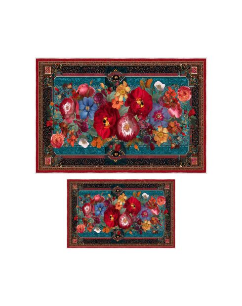 2 pezzi di tappetino da bagno blu Century08 - 50x60 cm/60x100 cm