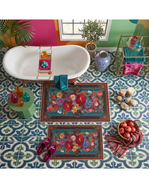 2 pezzi di tappetino da bagno blu Century08 - 50x60 cm/60x100 cm
