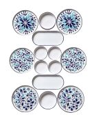 14 pièces petit-déjeuner K-14 Blueetnic-Kahvaltı bleu/blanc - 19x19 cm/25x11x3,5 cm