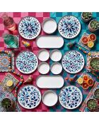 14 pièces petit-déjeuner K-14 Blueetnic-Kahvaltı bleu/blanc - 19x19 cm/25x11x3,5 cm