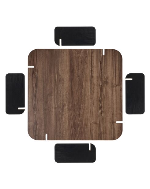 Couchtisch aus schwarzem Holz Marais aus Nussbaumholz - 117×117×35 cm