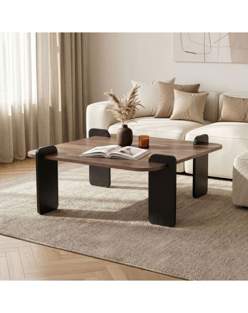 Marais notenhouten salontafel in zwart hout - 117×117×35 cm