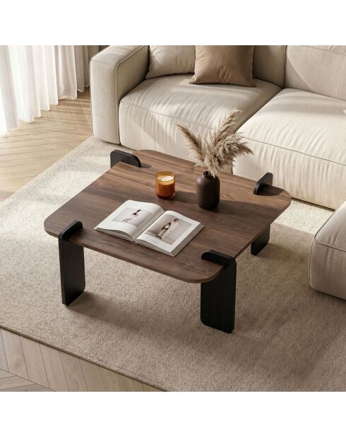 Couchtisch aus schwarzem Holz Marais aus Nussbaumholz - 117×117×35 cm