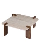 Salontafel in travertin notenhout Marais - 117×117×35 cm