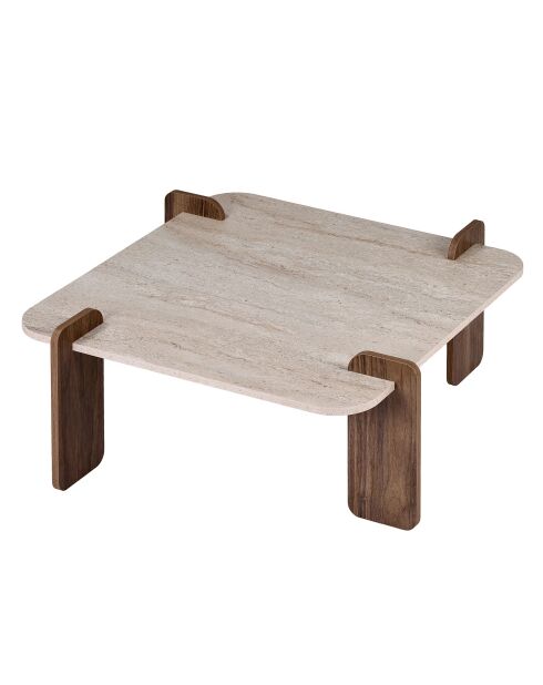 Salontafel in travertin notenhout Marais - 117×117×35 cm