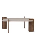 Salontafel in travertin notenhout Marais - 117×117×35 cm