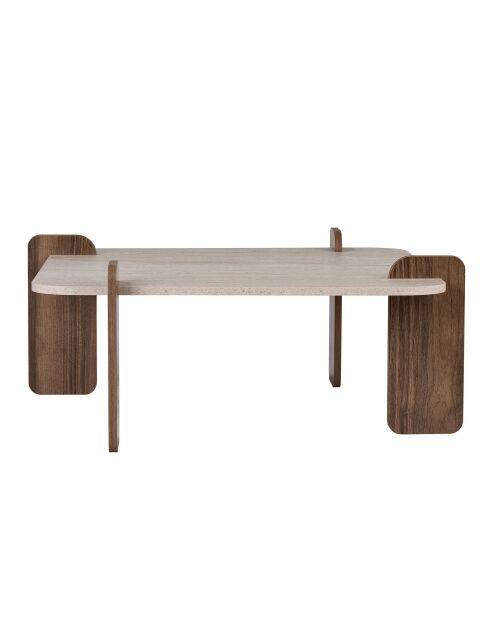 Salontafel in travertin notenhout Marais - 117×117×35 cm