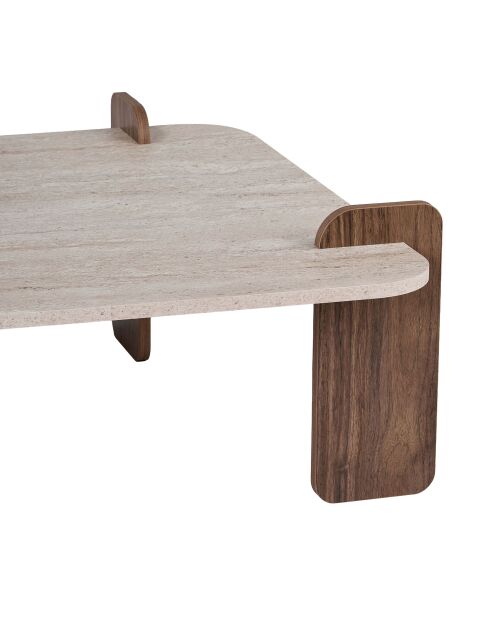 Salontafel in travertin notenhout Marais - 117×117×35 cm