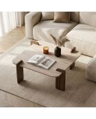 Salontafel in travertin notenhout Marais - 117×117×35 cm