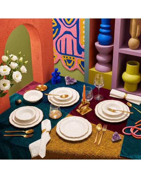 24 pièces Service de table Fulya blanc/doré