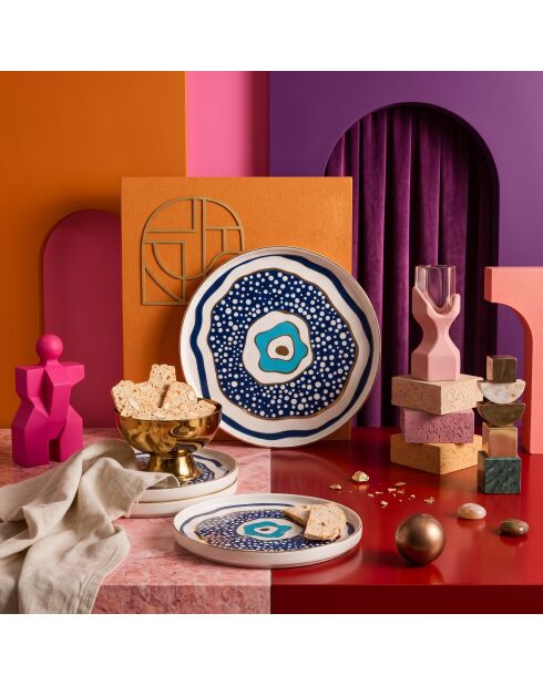 6 pièces d'assiettes à dessert Pavo Proud 6 Tt multicolores - 21x21 cm