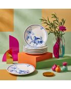 6 pièces d'assiettes de service Blue Bird bleu/blanc - 25,5x25,5x2,5 cm