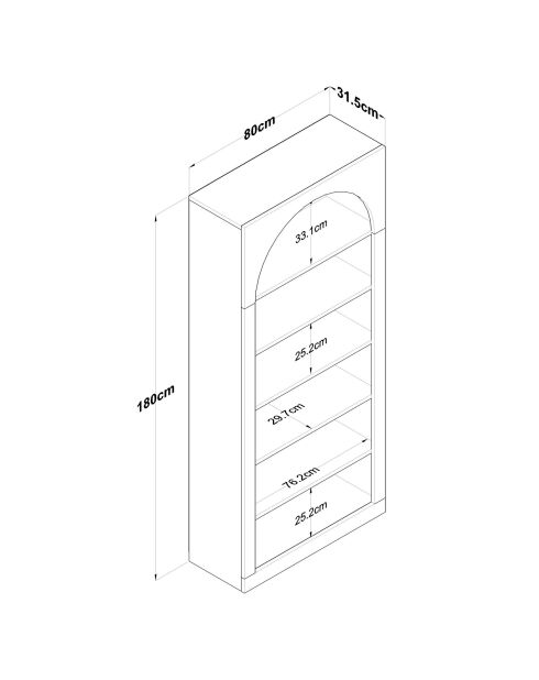 Boekenkast HC116 - 3142 wit - 80×31,5×180 cm