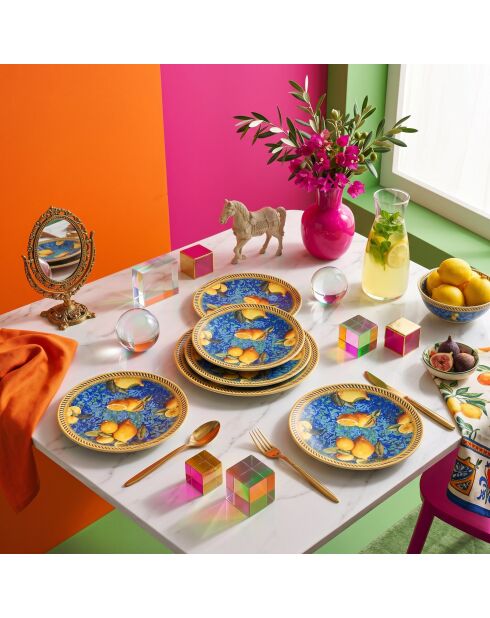6 pièces d'assiettes à dessert Lemon 6 multicolore - 20x20x2 cm