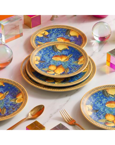 6 pièces d'assiettes à dessert Lemon 6 multicolore - 20x20x2 cm