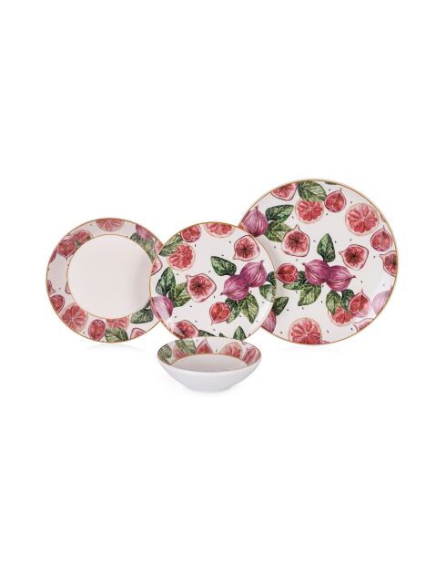 24 pièces Service de table Figs multicolores