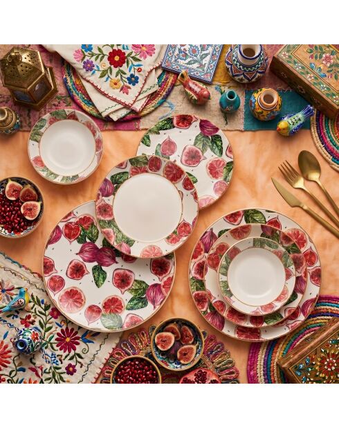 24 pièces Service de table Figs multicolores