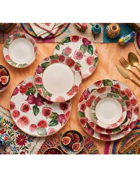 24 pièces Service de table Figs multicolores