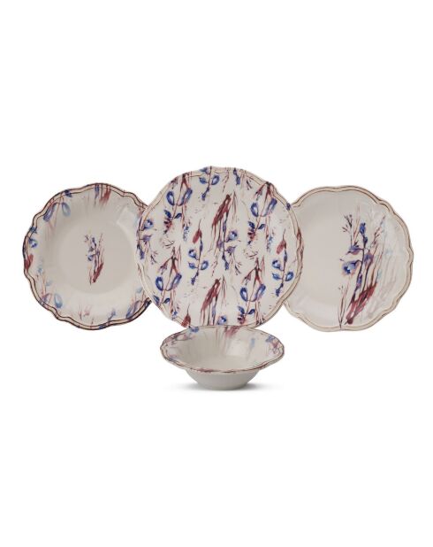 24 pièces Service de table Blue Rustica bleu marine/bordeaux