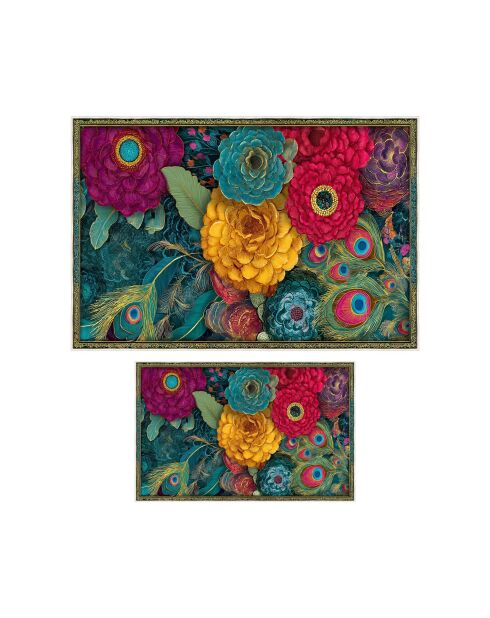 2 pezzi di tappetino da bagno blu Asr09 - 50x60 cm/60x100 cm