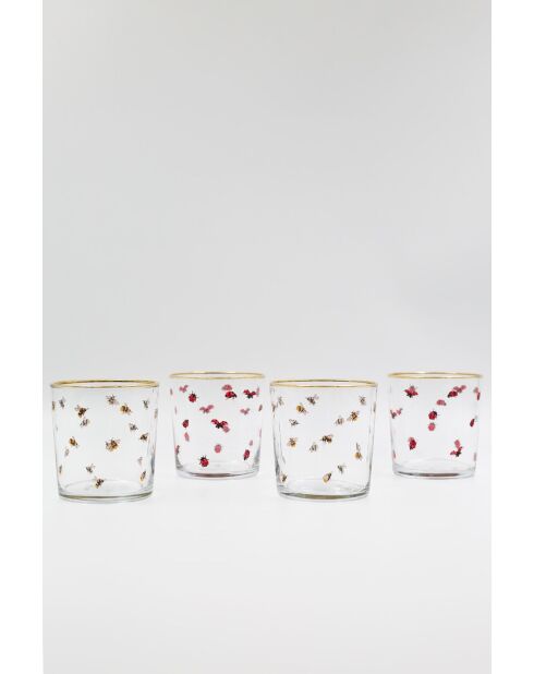 4 pièces de verres Dame 380 doré/transparent - 8,6x8,6x9,1 cm