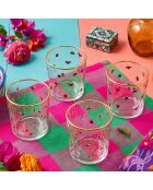 4 pièces de verres Dame 380 doré/transparent - 8,6x8,6x9,1 cm